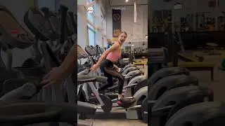 Woman demonstrates unusual ways to use a cross-trainer #shorts #funny #gym