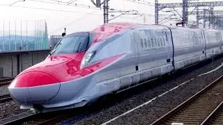 新幹線の高速通過 全国版☆ -JR Bullet train passes stations at 300km/h.
