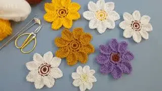 🌼Flor  a crochet con 8 pétalos para aplicaciones #tejidos #crochet #blusasnorma