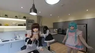 VR180 Kigurumi making cakes and making out (pan around or use a VR headset for 3D)