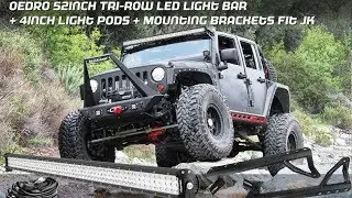 How to Install OEDRO 52 Inch Tri-row LED Light Bar with Wiring Harness on Jeep Wrangler JK