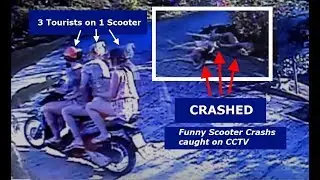 3 American Tourists on 1 Scooter Crash | Thailand CCTV