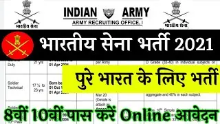 Indian Army Vacancy 10th Pass 2021 | Indian Army Bharti 2021, Indian Army Recruitment 2021 | 10th