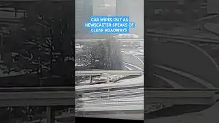 The fact that no one acknowledged the car wiping out on live tv is amazing. #crash #snow #driving