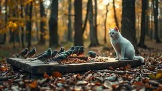 Cat TV Birds View for Cats to Watch 🐦 Squirrel & Songbirds Share Peanuts in 4K🐿️ Pets Relax Fun Game