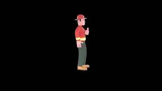 3D Cartoon Firefighter Turntable | Confident Fireman Giving Thumbs Up