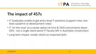 The impact of changes to the 457 skilled visa system in Australia