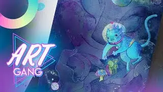 MEGACOLABO y gato cósmico | YoutubeArtGang1 - Cosmic Sheet ⟩⟩ desilustracion