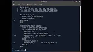 FORTRAN 77 Program to Filter Square Numbers from an Array.