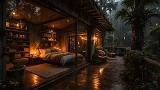 🌧 8 Hours of Heavy Rain on a Forest Cabin ⛈ Thunder Sounds for Deep Sleep & Focus ⚡