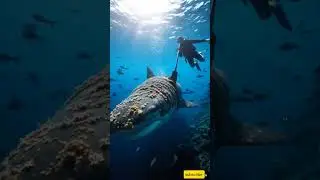 Arctic Deep Rescue Diver Treats Barnacle Infested Shark #SeaRescue