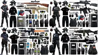Unboxing mysterious toy boxes, reviewing and collecting soft-bullet guns, Gatling guns, and Bazookas