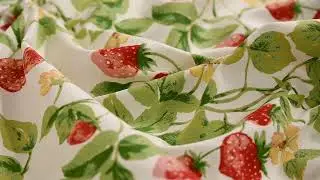 Dekostoff Baumwollstoff K&ouml;per Gariguette Erdbeeren rot gr&uuml;n 160cm Breite