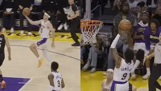 #Austin Reaves lob to  #bronnyjames  for dunk has Lakers bench going crazy vs Heat 😂