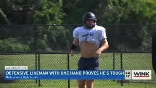 One-handed football player for Bishop Verot hopes to inspire others and win state championship