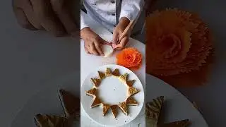 The chef teaches you how to use carrots as a plate garnish!#fruitcarving #knifeskills