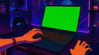 Firefly Static background gaming room style from your last image  Green screen on the laptop stays