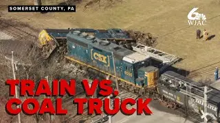 Train collides with coal truck, derails in Somerset County