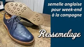 Remplacement de la semelle sur derby Heschung | Replacement of the sole on Heschung derby.