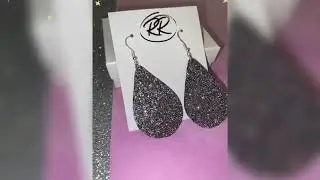 Glitter faux leather earrings double sided