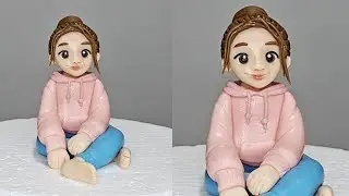 Изготовление фигурки сидящей женщины для украшения торта без проволоки.