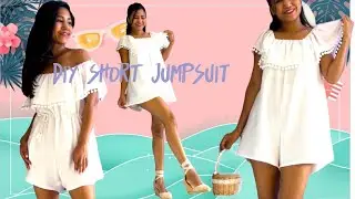 DIY off shoulder short jumpsuit / sewing summer clothes / mono Corto con hombros descubiertos