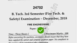 2018 Mdu BTech FTS 3rd Sem Fire Engineering Question Paper