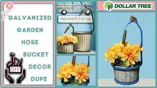 Dollar Tree DIY Galvanized Garden Hose Bucket Farmhouse Planter | Porch Decor Ideas | Overstock Dupe