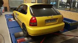 Honda Civic EK B18c Dyno run - Awesome loud Vtec crossover