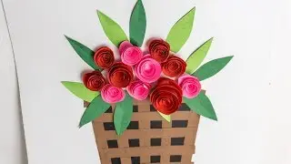 Cute DIY paper flower basket: Make Kids Craft Ideas with CraftiKids