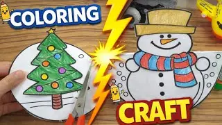 Easy Snowman & Tree Craft for Kids | Color & Cut ✂️