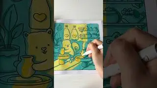 Using only 2 colors✨ #colorwithme #colouring #adultcoloringbook #ohuhumarkers #cozycoloring #art
