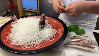 日本の食文化　究極の、お祝い料理「真鯛の活き造り」の作り方を　お見せします❗️
