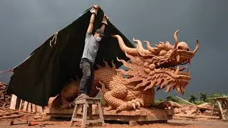 Sculpting the Dragon Statue from a Sandalwood Tree