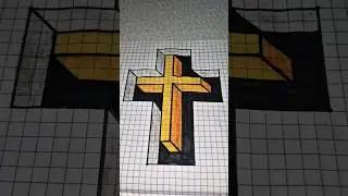 ⚫️How to create a 3D cross model from scratch in black and yellow🟡#3d #art #drawing #recomendation