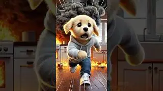Cute puppy burned down his house 🔥 Sad story 😢 #ai #dog #aidog #cute #puppy #aiart #cartoon #story