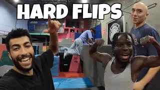 Hard Flip Challenges w/ Pro Athletes at Legendary Parkour Gym