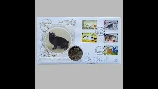 1996 Manx Cats Isle Of Man 1 Crown Coin Cover - Benham Signed First Day Cover