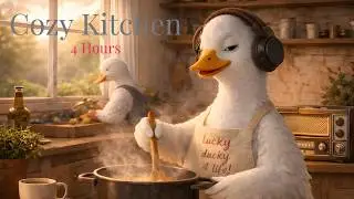 🍳 Lucky Ducky Cozy Kitchen | Relaxed Chill Music for Cooking (4 Hours)