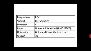 Numerical Analysis Session 40