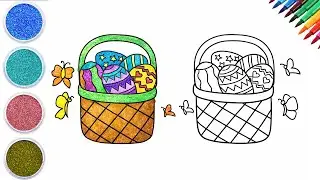 Colorful Easter Egg Basket Drawing Easy  Art Drawing for Kids