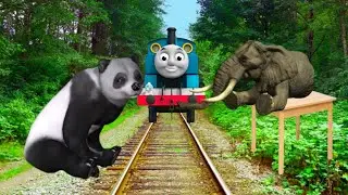 Tebil vs Bear and baby elephant / Train simulator / beamng drive