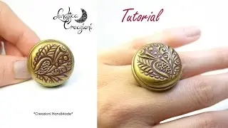 Polymer Clay Tutorial: Anello in fimo con texture, pigmenti e base in bronzo | Ring with mica powder