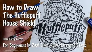 How To Draw the Hufflepuff Coat of Arms Hogwarts School House Shield from Harry Potter