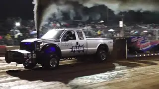 Hard Charging Lucas Oil Pro Stock Diesel 4X4 Trucks Pulling At The Buck