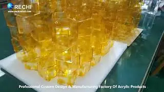 RECHI |Custom Counter Acrylic Display Factory| Translucent Yellow Mini Acrylic Container Holder Box
