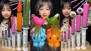 ASMR DRINKING COLORED COLD WATER DRINK SOUNDS SATISFYING RELAXING