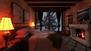세찬 눈보라와 아늑한 벽난로 