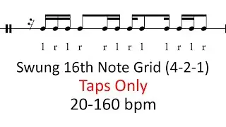 Swung taps only grid | 20-160 bpm 16th note grid sheet music