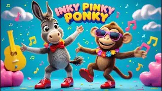 Inky Pinky Ponky 🎵 | Dancing Donkey & Monkey | 3D Kids Rhyme